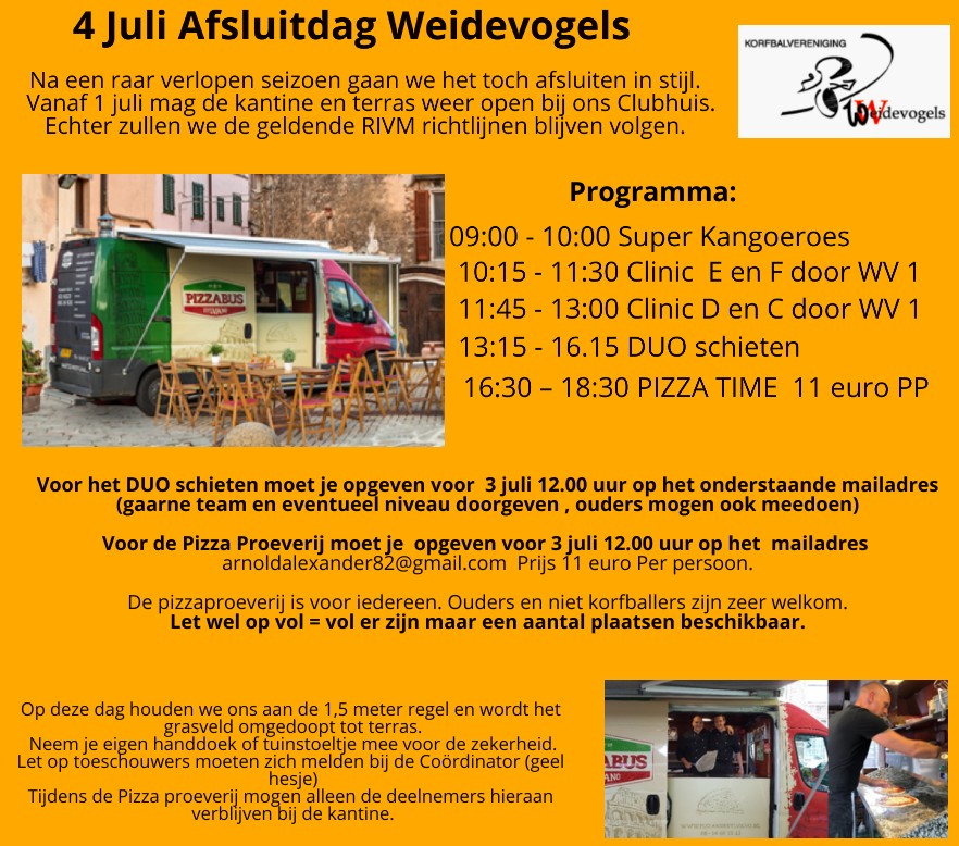 Afsluitdag zaterdag 4 juli!